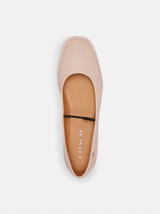 Coach Shoes - Coach Women's Pale Pink Leather Square-Toe Ballet Flat